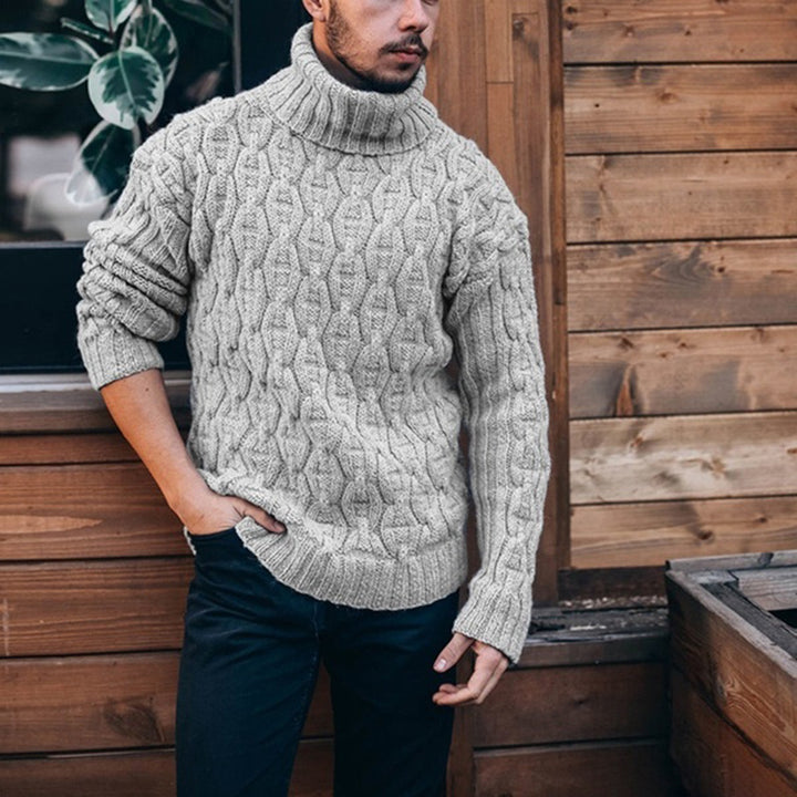 Men's chunky knit turtleneck sweater Lisslune