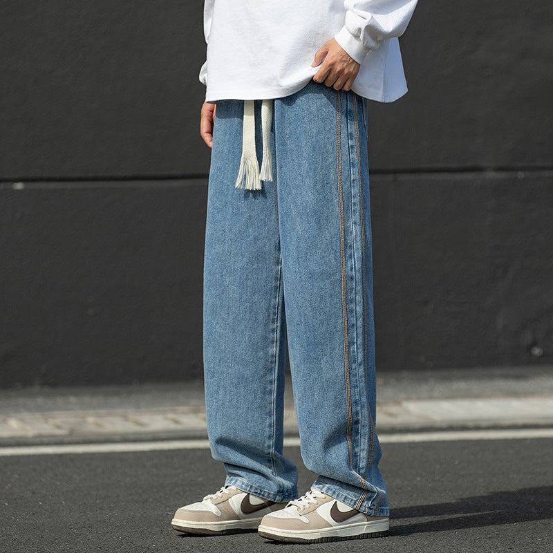 Men's wide jeans pants with contrasting seams Lisslune