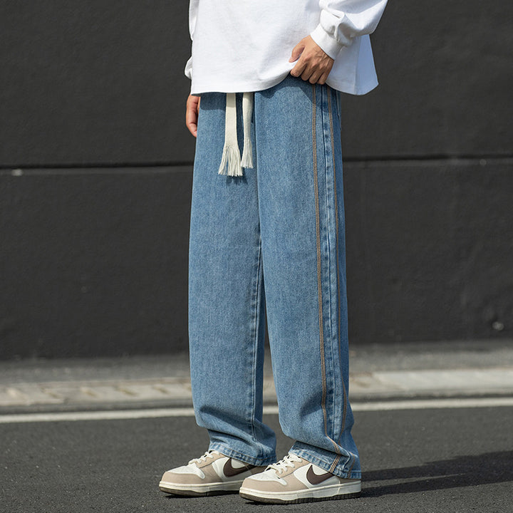 Men's wide jeans pants with contrasting seams Lisslune