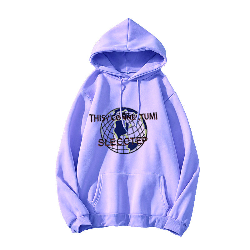 Women's Hoodie with Modern World Map Design Lisslune