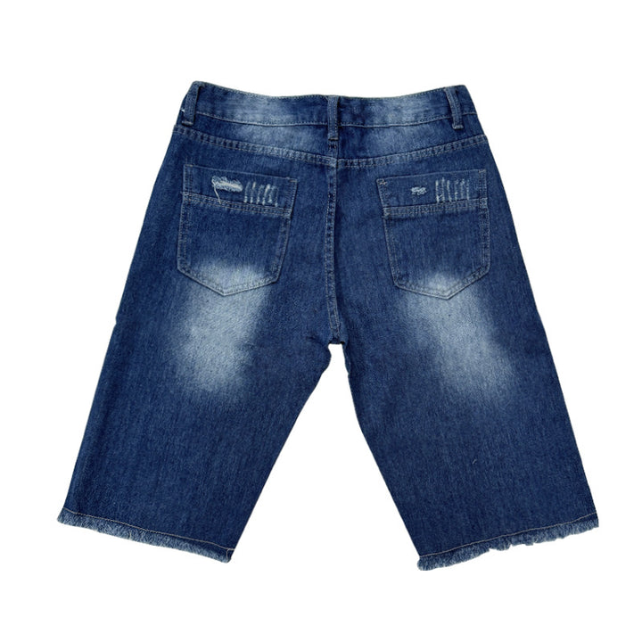 Herren Destroyed Denim-Shorts mit unregelmäßigem Saum und modischen Rissdetails Lisslune