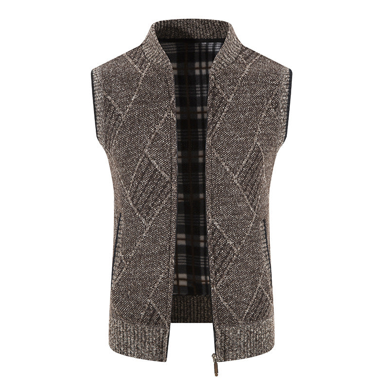 Men's fashionable knitted vest with textured diamond pattern Lisslune