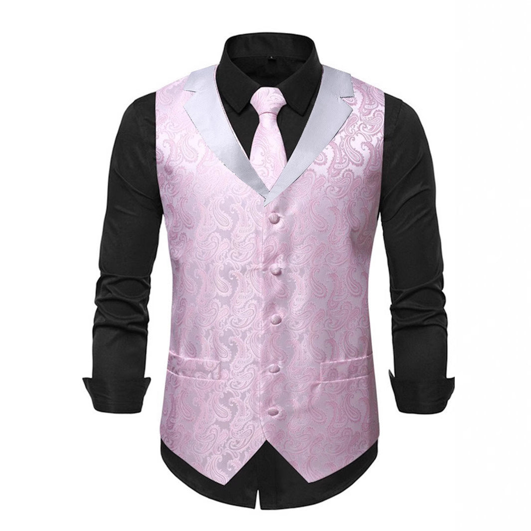Men's elegant satin vest with paisley pattern Lisslune