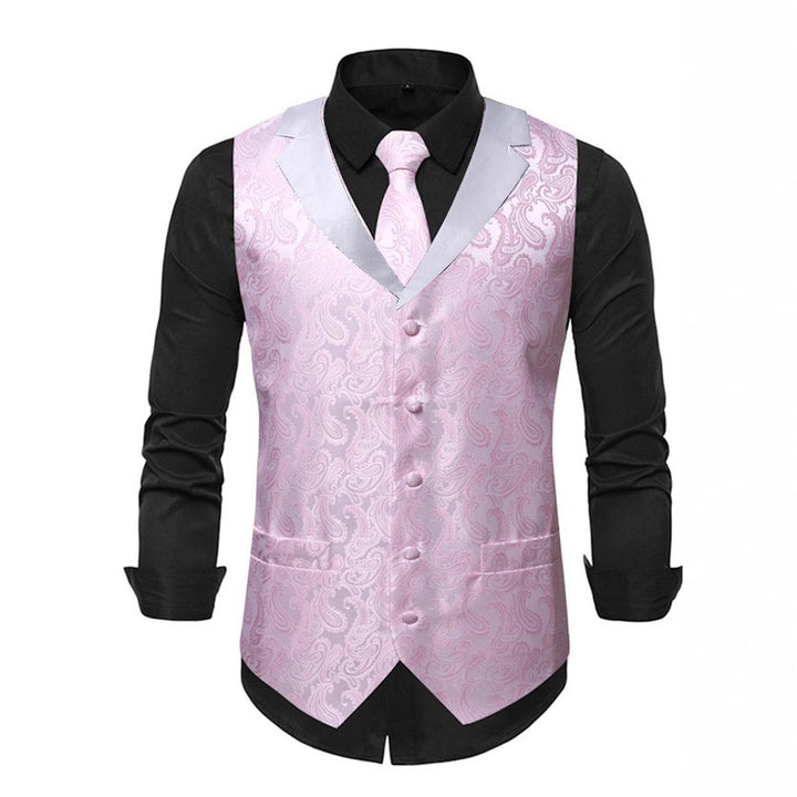 Men's elegant satin vest with paisley pattern Lisslune