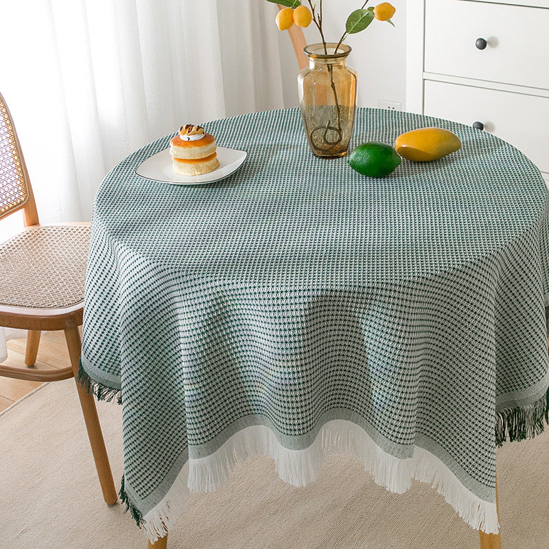 Lisslune | Waffle Modern Tablecloth, Knitted Fabric Lace Coffee Cloth, Round Tablecloth, Rectangular Tablecloth