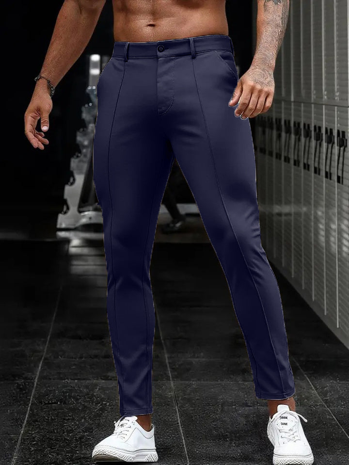 Men's Elegant Slim-Fit Suit Pants with Sporty Details Lisslune