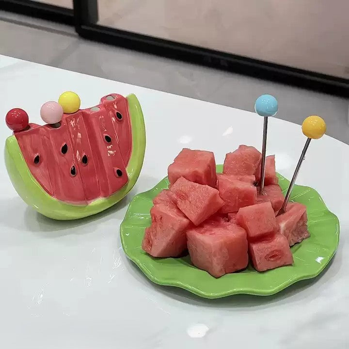 Lisslune | Watermelon Fruit Bite Sticks Fork Set