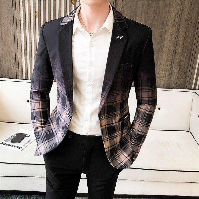 Men's elegant checkered blazer with modern cut and fine details Lisslune