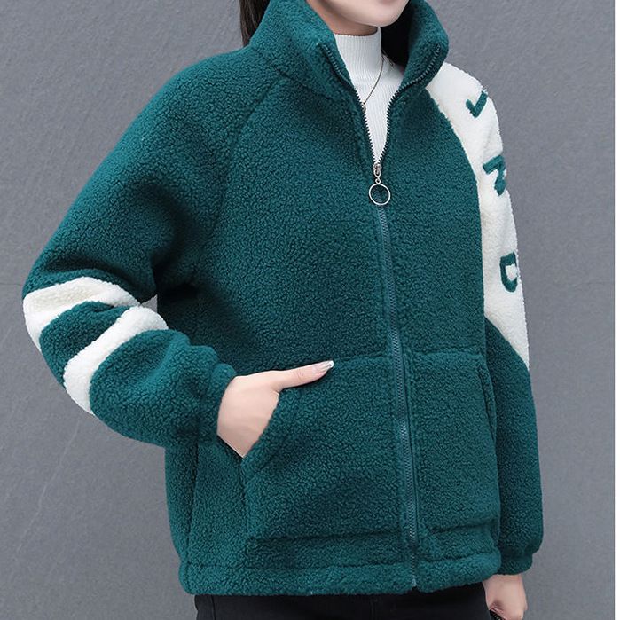 Women's fleece jacket with high collar and side pockets Lisslune