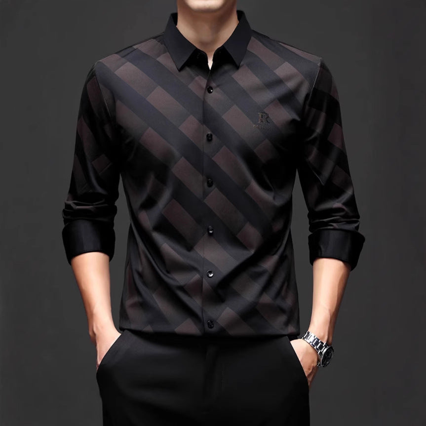 Men's Elegant Shirt with Modern Check Design Lisslune