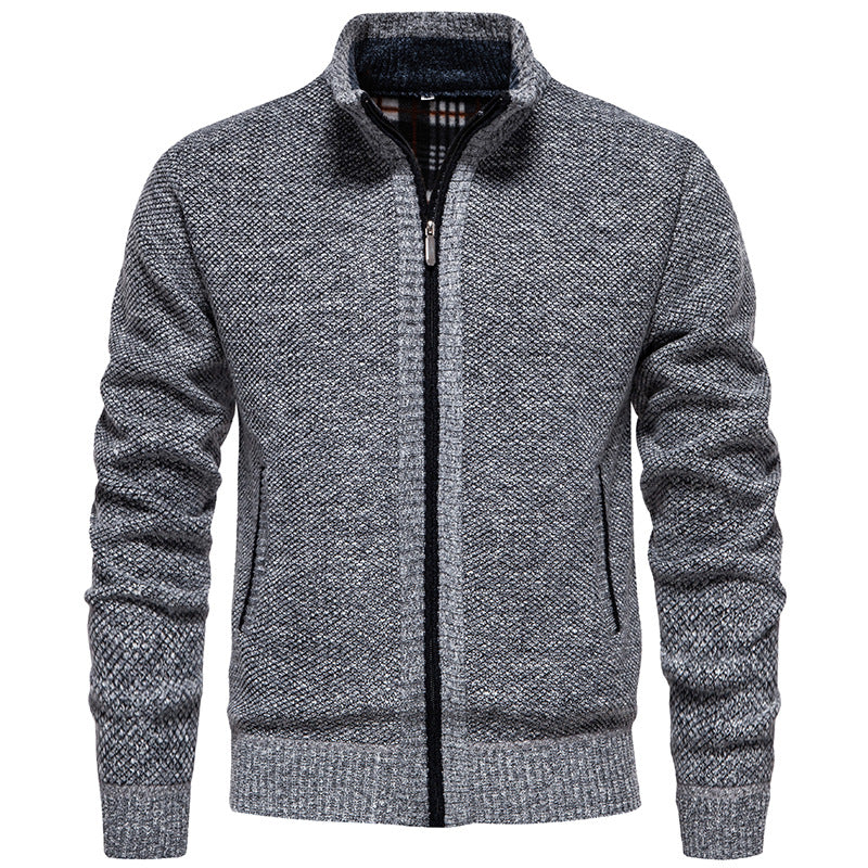 Men's stylish cardigan with high collar and practical pockets Lisslune