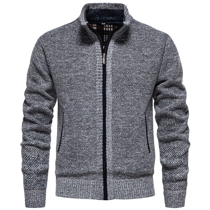 Men's stylish cardigan with high collar and practical pockets Lisslune