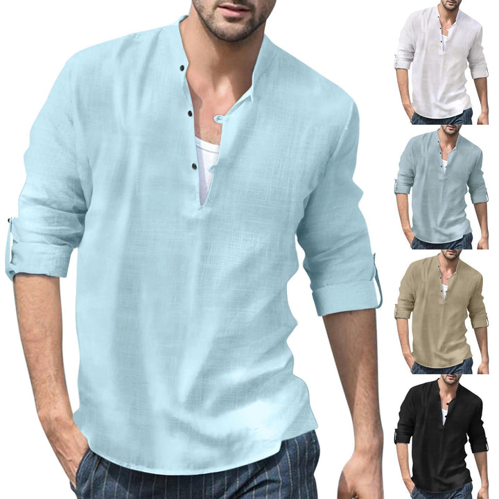 Men's casual shirt with modern stand-up collar and button placket Lisslune