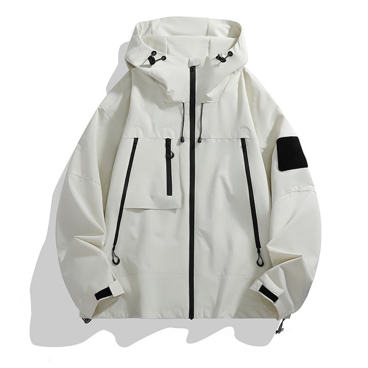Men's technical outdoor jacket with adjustable hood design and multifunctional pockets Lisslune