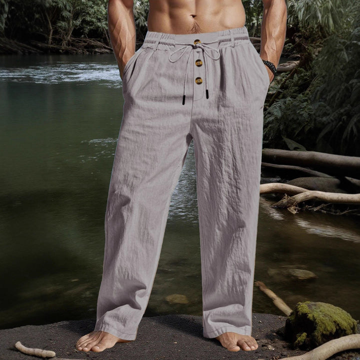 Men's Casual Linen Pants with A Loose Fit and Practical Drawstring Lisslune