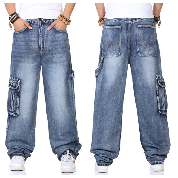 Men's Casual Cargo Jeans in Plus Size Cut Lisslune