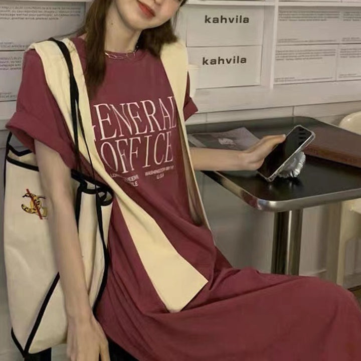 Women's Casual T-Shirt Dress with Creative Slogan Lisslune