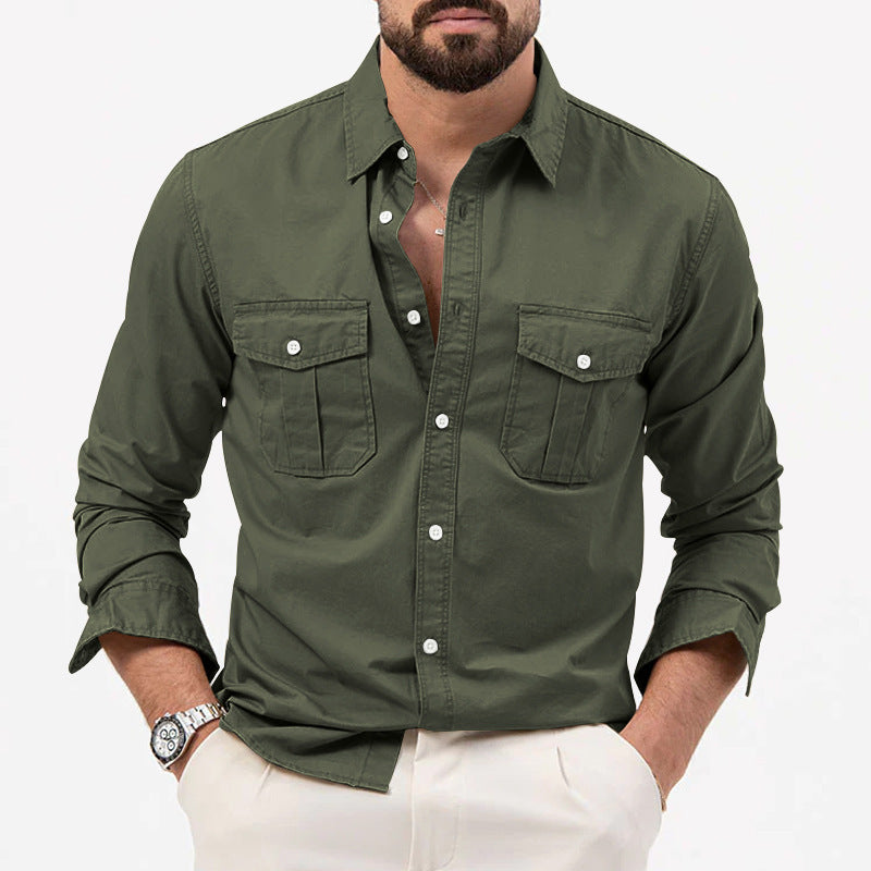 Men's cotton shirt with patch pockets Lisslune