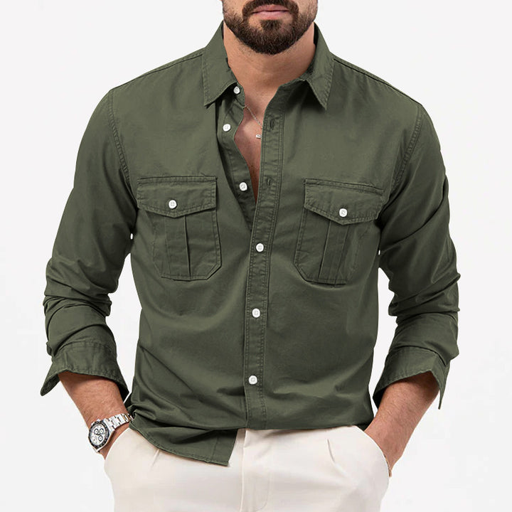 Men's cotton shirt with patch pockets Lisslune