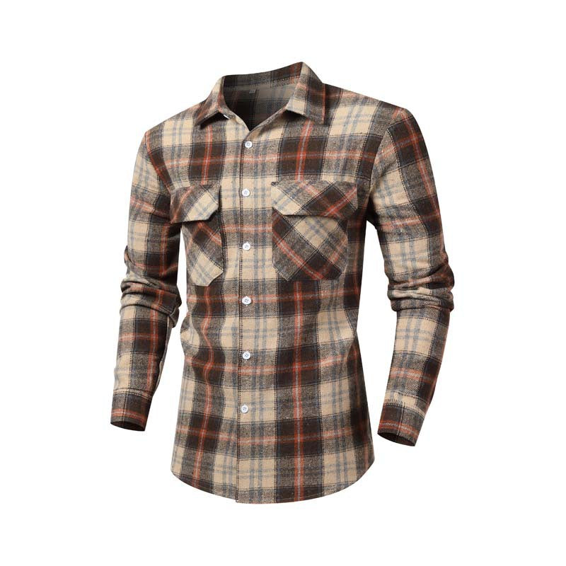 Men's flannel shirt with classic check pattern and chest pockets Lisslune