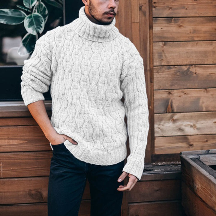 Men's chunky knit turtleneck sweater Lisslune