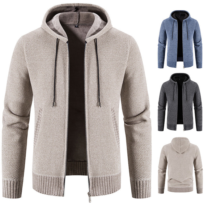 Men's cardigan with hood and textured design Lisslune