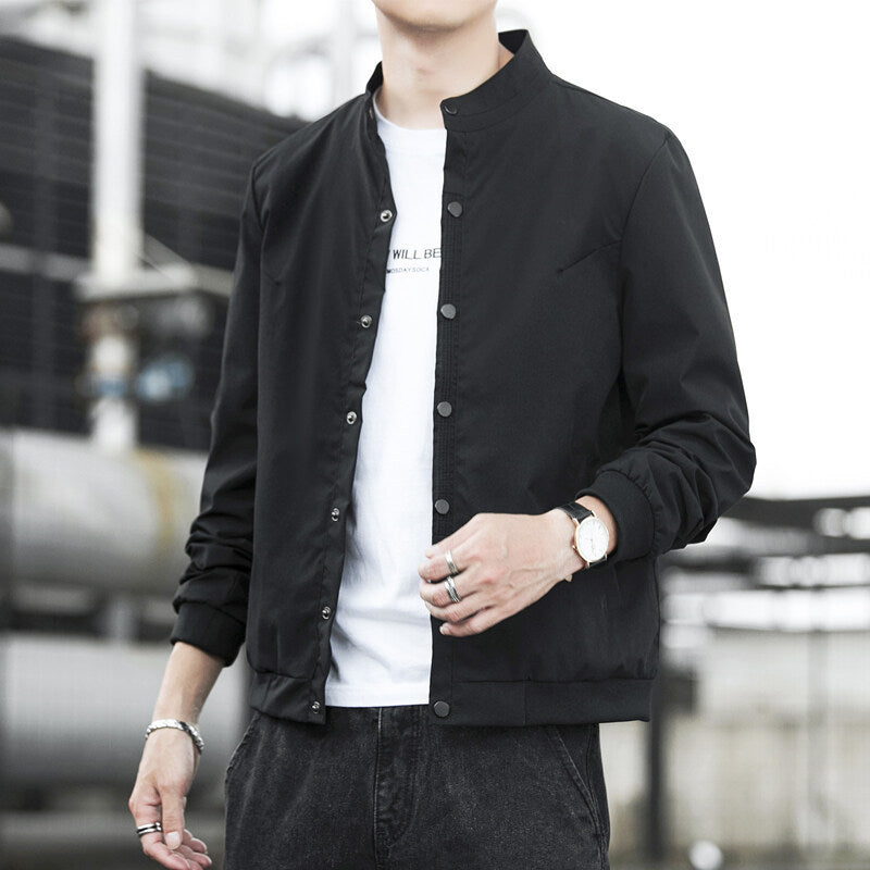 Men's lightweight transitional jacket with high collar and practical snap buttons Lisslune