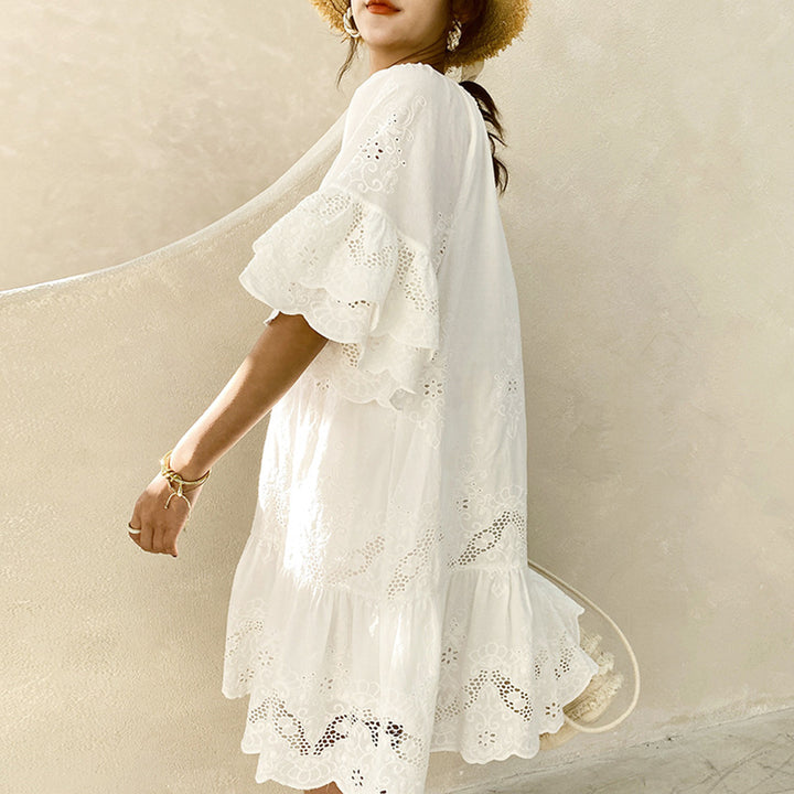 Ladies Airy Summer Dress with Lace Decorations Lisslune