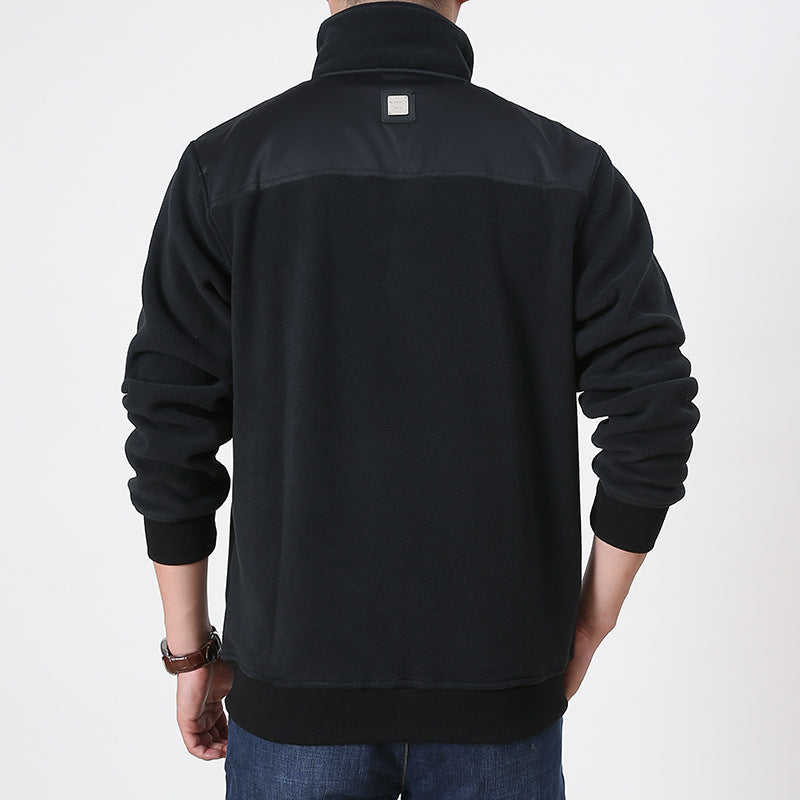 Men's Fleece Pullover with Quarter Zipper and High Collar Lisslune