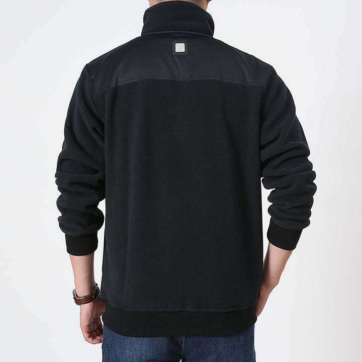 Men's Fleece Pullover with Quarter Zipper and High Collar Lisslune