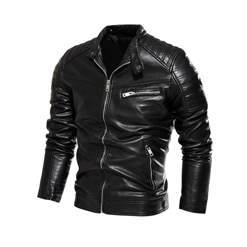 Men's synthetic leather jacket in stylish design with robust details Lisslune