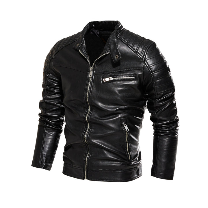 Men's synthetic leather jacket in stylish design with robust details Lisslune