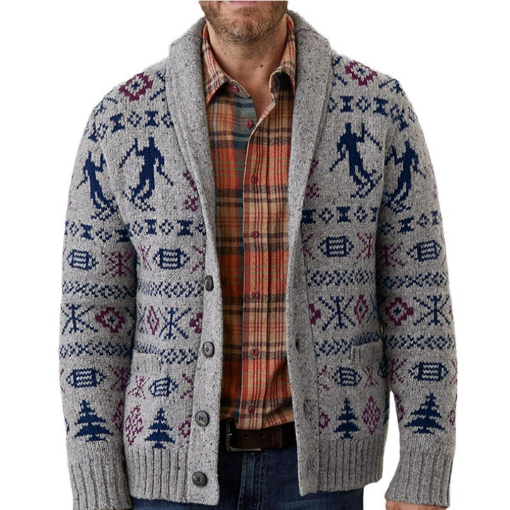 Men's cardigan with traditional pattern and warm inner lining Lisslune