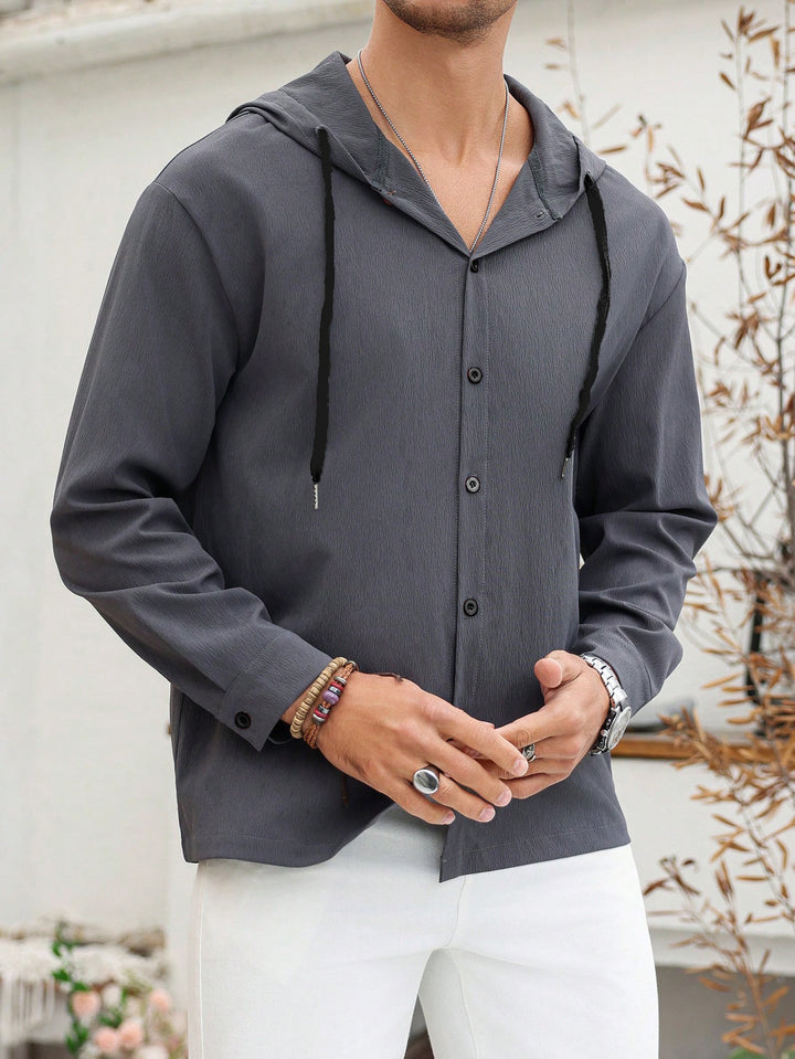 Men's Casual Shirt Jacket with Hood and High-Quality Fabric Lisslune
