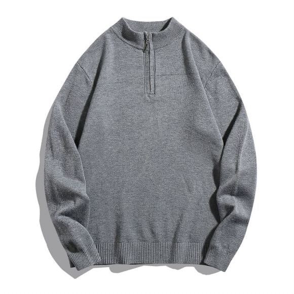 Men's comfortable pullover with modern stand-up collar and discreet zipper opening Lisslune