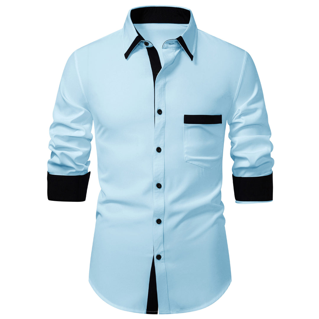 Men's long sleeve shirt with elegant contrasting collar decoration Lisslune