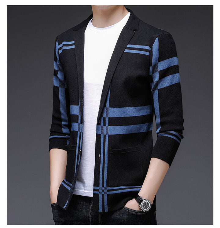 Men's fashionable cardigan with elegant check pattern Lisslune