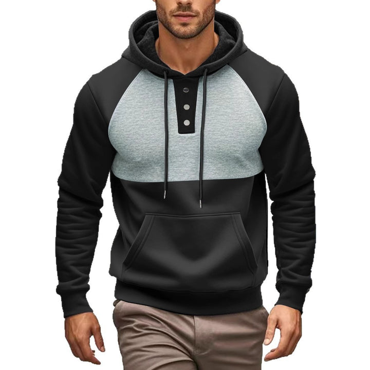 Men's hoodie with button placket and contrast details Lisslune