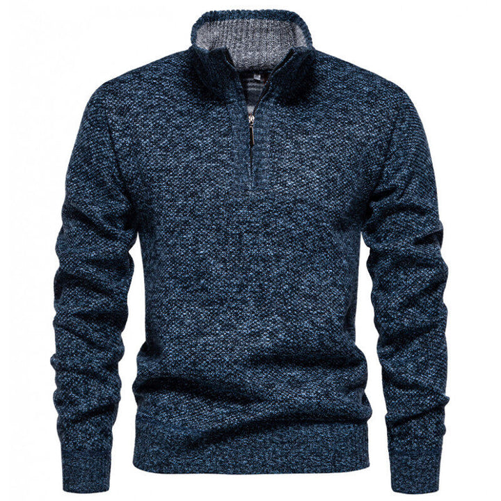 Men's High-Quality Sweater with Stand-Up Collar and Zipper Lisslune
