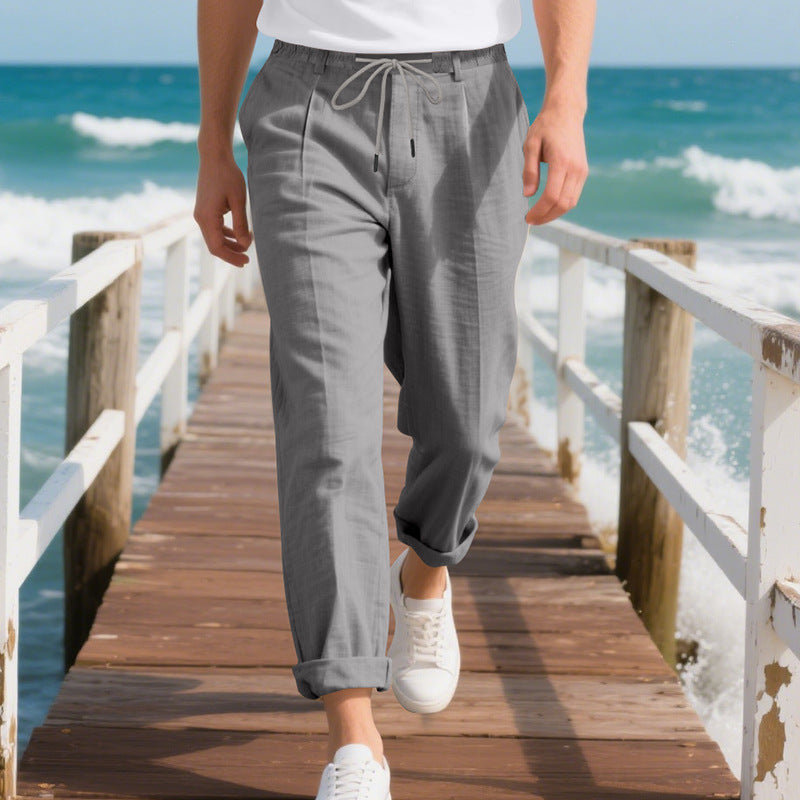 Men's casual beach pants with elastic waistband and practical side pockets Lisslune