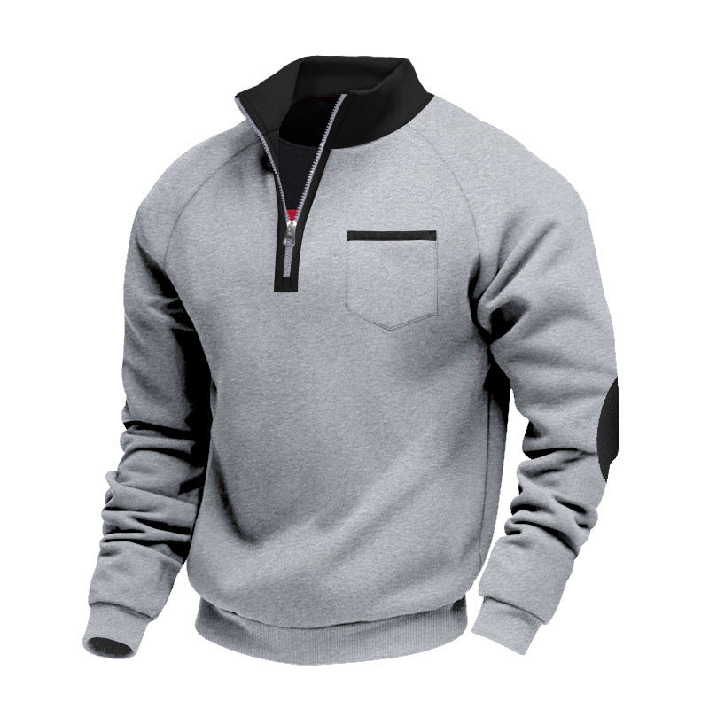 Men's sporty sweater with half zipper and modern contrast details Lisslune