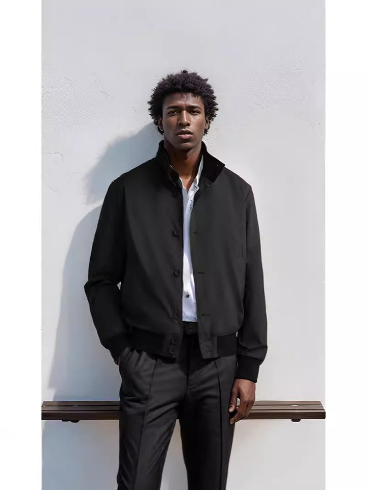 Men's Casual Bomber Jacket with High Collar and Practical Pockets Lisslune
