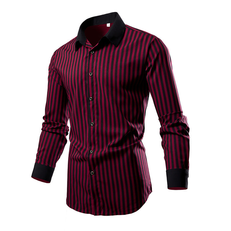 Men's long-sleeve shirt with a stylish striped pattern Lisslune