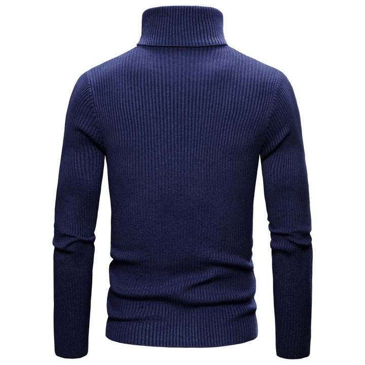 Men's ribbed knit sweater with high collar and body-hugging cut Lisslune