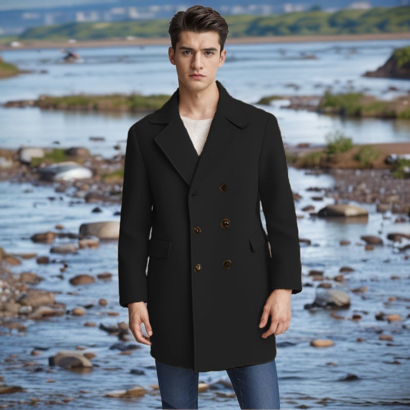 Men's elegant double-breasted wool coat Lisslune