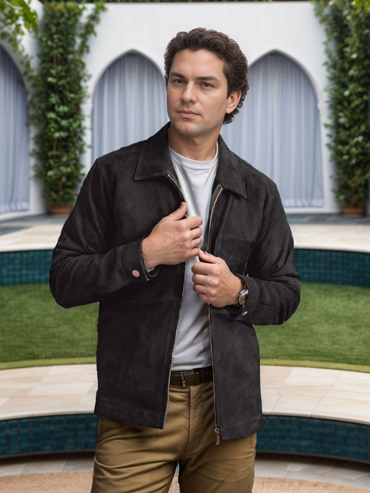 Men's suede jacket in minimalist design Lisslune