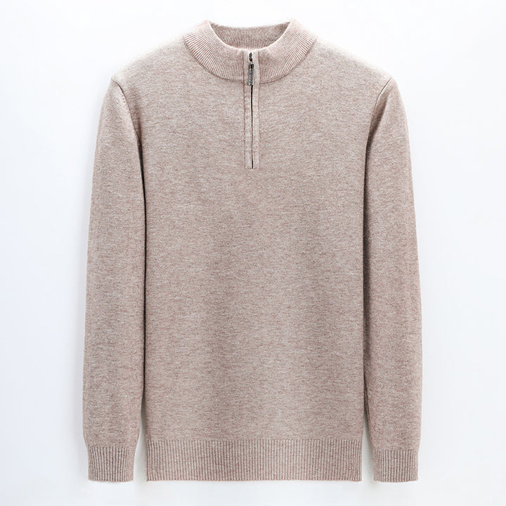 Men's Elegant Knitted Sweater with High Collar Zipper Lisslune