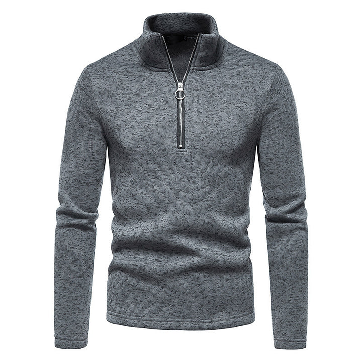 Men's sporty sweater with modern stand-up collar and practical zipper details Lisslune