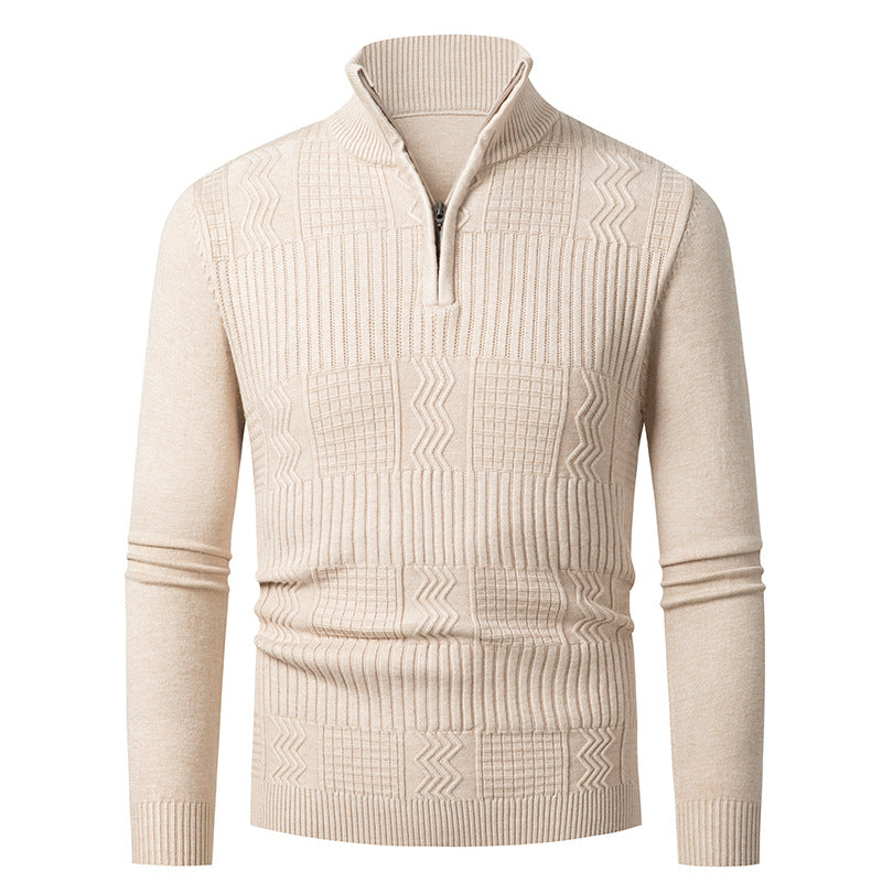 Men's knitted pullover with modern zipper and structured surface Lisslune