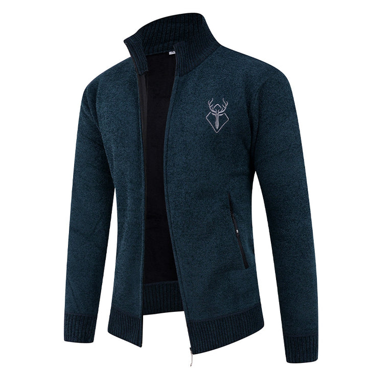 Men's cardigan with high collar and practical zip pockets Lisslune